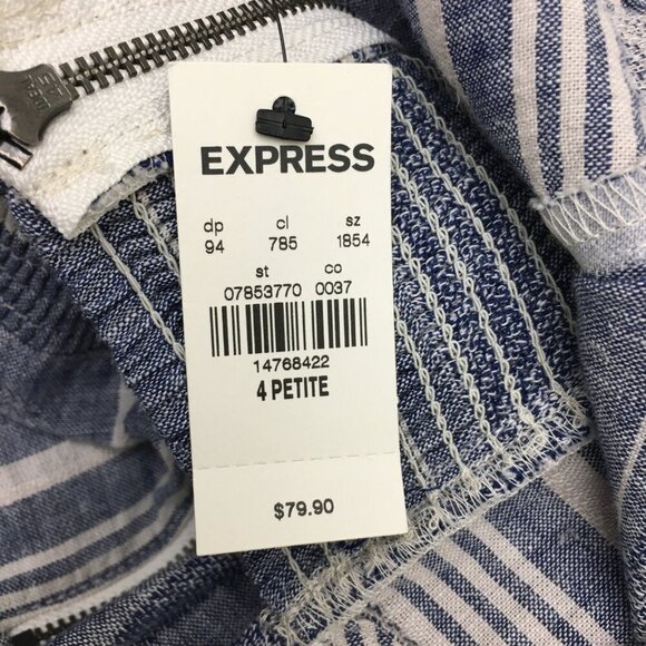 NEW Express Women's Chambray Linen Blend Dress Strappy Cutout size 4P - Picture 6 of 10